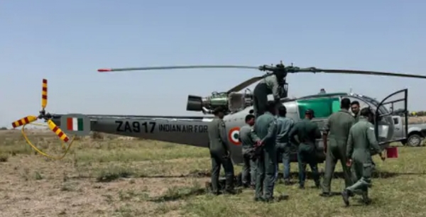 IAF helicopter execute an emergency landing near Rangmati dam