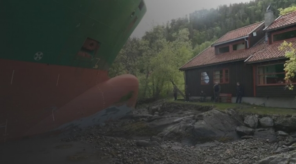 Sleepy sailor grounds cargo ship near man's house