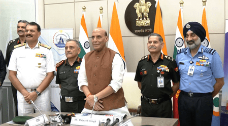 Defence Minister flags off historic tri-service sailing expedition on IASV Triveni