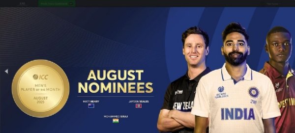 Mohammed Siraj, Henry and Seales Nominated for ICC Player of the Month Award
