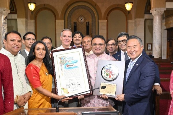 Diwali celebration lights up Los Angeles City Council Premises