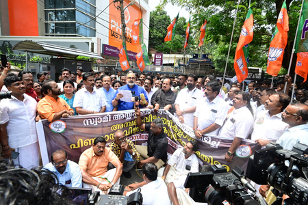 Sabarimala gold row: BJP protests near CM’s residence, seeks Minister’s resignation