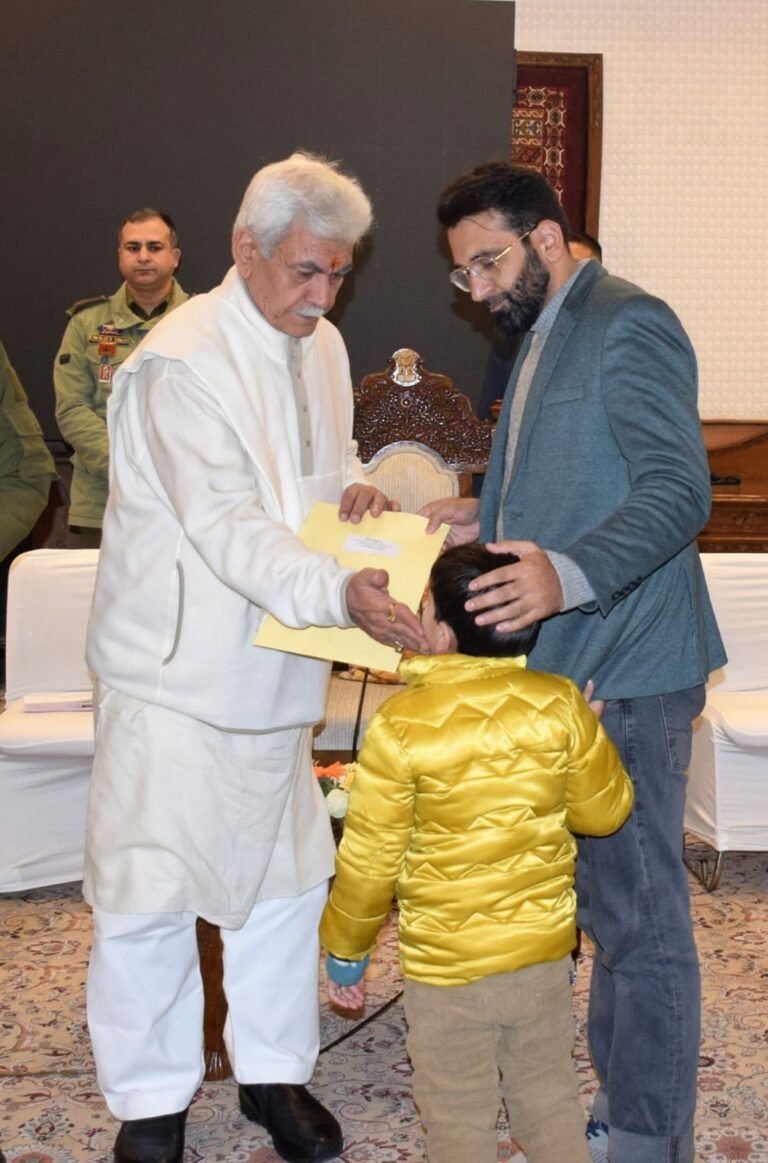Lieutenant Governor meets the families of Nowgam’s accidental blast martyrs and hands over appointment letters on compassionate grounds