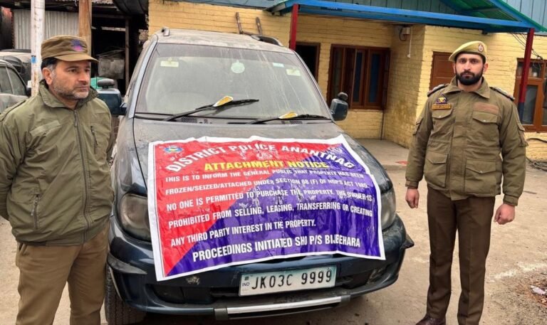 Crackdown on drug trafficking: Police attach property of notorious drug peddler in Anantnag