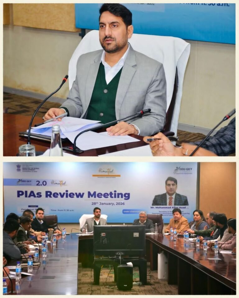 Secretary RDD assesses performance of PIAs under Himayat 2.0 Skill training, employment for youth at core of Himayat: Aijaz Asad