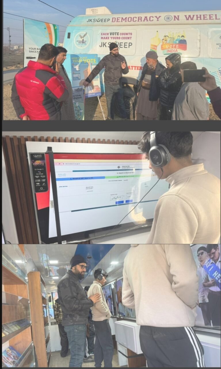 JK Chief Electoral Officer’s ‘Wheels on Democracy’ SVEEP van drives voter awareness campaign in Budgam