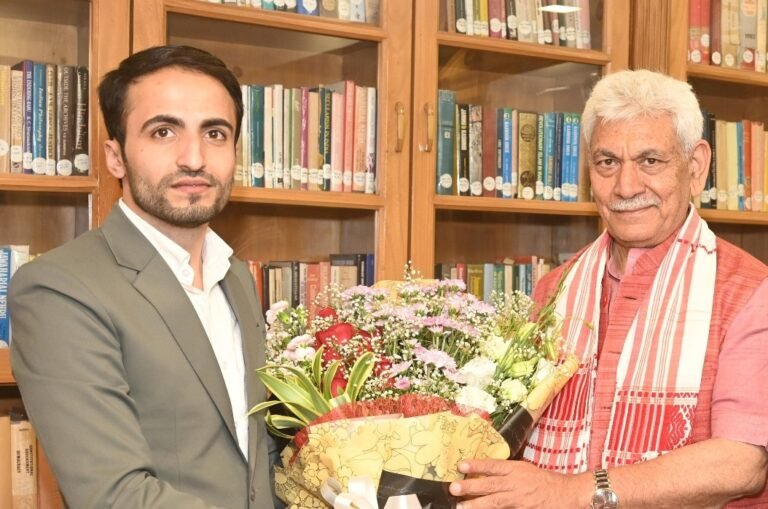 Adv Jehanzeb Allaqaband meets LG Manoj Sinha in Srinagar