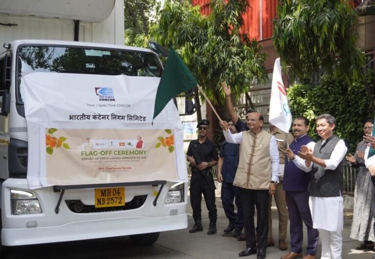 L-G VK Saxena flags off first export consignment of 5 MT of Ladakh’s apricots to UAE