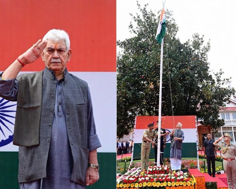 LG Sinha Hoists National Flag at Lok Bhavan on 80th I-Day