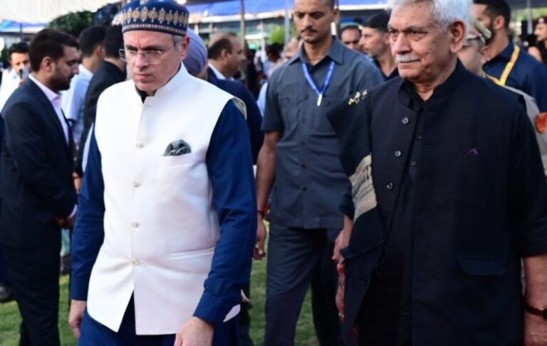LG Manoj Sinha, Dr Farooq Abdullah attend CM Omar Abdullah’s ‘At Home’ Reception at SKICC